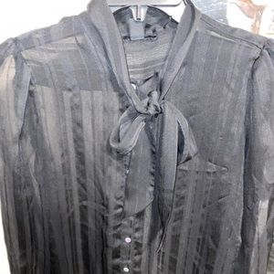 Black tie up shirt see through